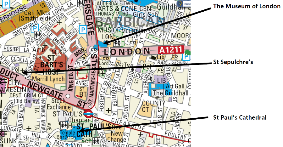 Map of area around St Sepulchre's
